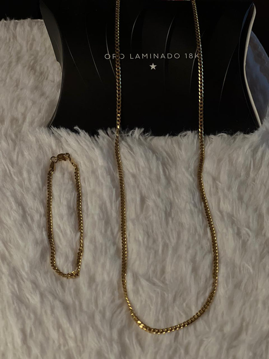 Combo Cadena + Pulsera Cubana Hombre