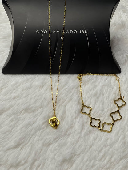 Combo Cadena + Pulsera Van Cleef Mujer
